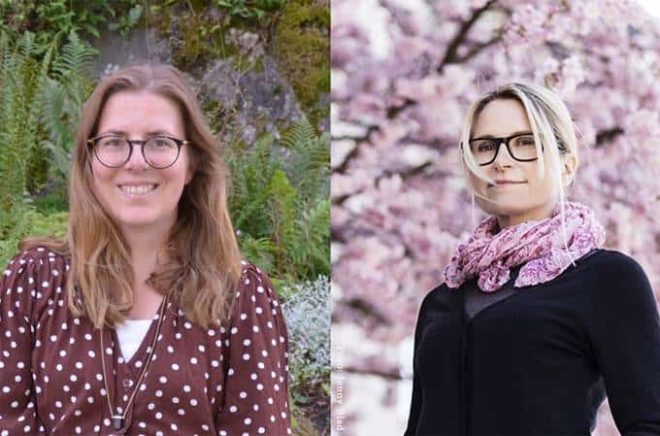 Linnéa Krylén och Christina Lindström  får Schullströmska priset för barn- och ungdomslitteratur för år 2024. Pressbild/Svenska Akademien.