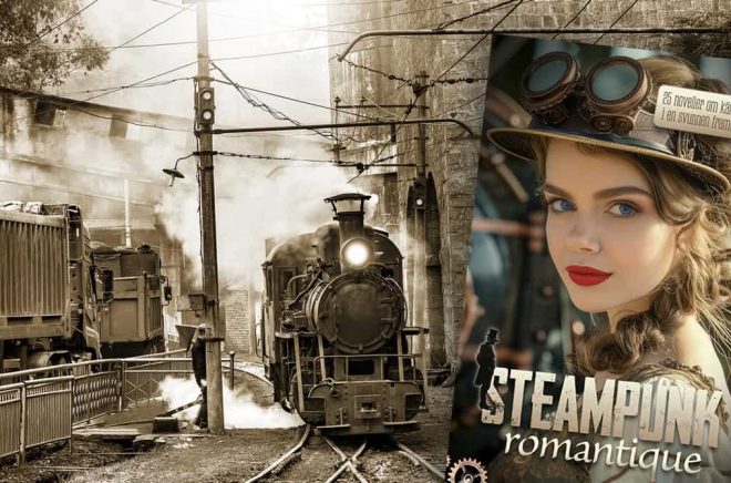 Whip Media ska släppa en novellantologi med tema Steampunk och romantik. Här är ett av omslagsförslagen. Foto: iStock. Montage: Boktugg.