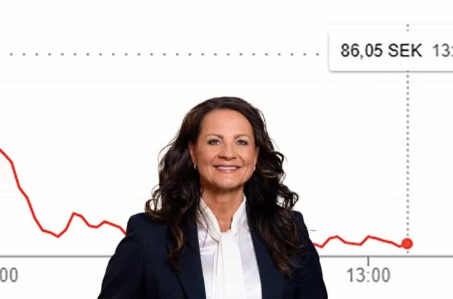 Storytels aktie föll kraftigt efter delårsrapporten för Q1-2025. Pressbild på Bodil Eriksson Torp, VD Storytel. Montage Boktugg.