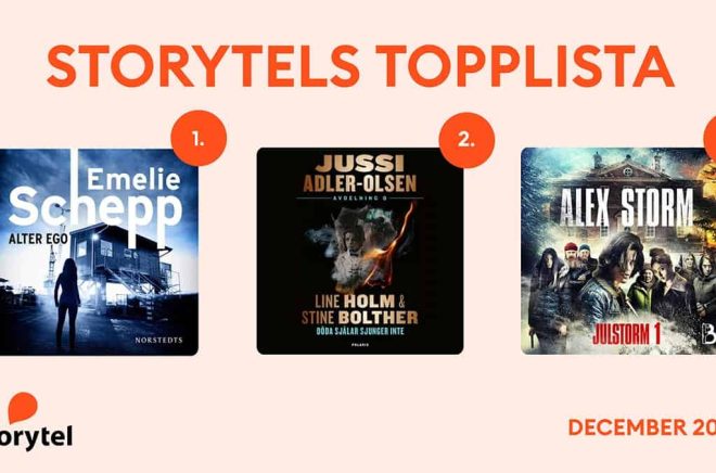 Topp 3 på Storytel Sverige i december 2025. Pressbild.
