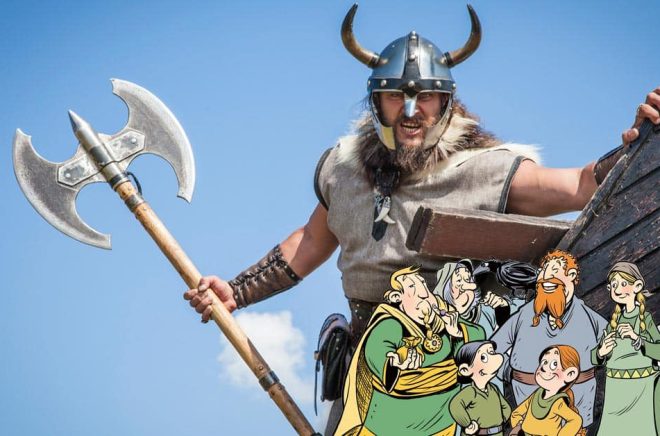 Vikingar är trendigt, vilket märks bland nya böcker. Siris äventyr (tecknade av Per Demervall) går nu på export till flera länder. Bakgrundsfoto: iStock.